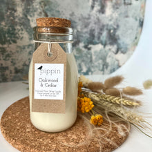 Load image into Gallery viewer, Oakwood & Cedar - Pippin 200ml milk bottle candle with cork lid