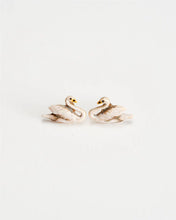 Load image into Gallery viewer, Enamel Swan stud earrings