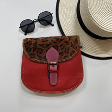 Load image into Gallery viewer, Tallulah Half Print Dark Red Leopard Upcycled Leather Handbag