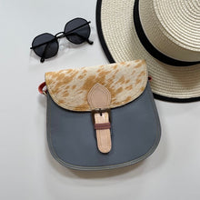 Load image into Gallery viewer, Tallulah Half Print Grey Upcycled Leather Handbag