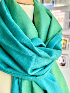 Two Tone plain scarf in green