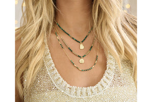 Allat Malachite and Gold Gemstone Necklace