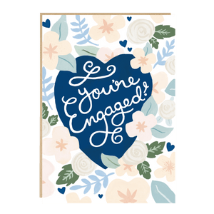 Floral Hand Lettered Engagement card