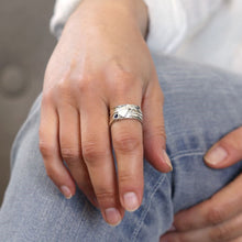 Load image into Gallery viewer, Sterling silver, gemstone and silver heart spinning ring
