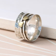Load image into Gallery viewer, Sterling silver double heart spinning ring