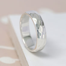 Load image into Gallery viewer, Sterling silver ring with a hammered finish