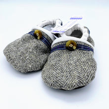 Load image into Gallery viewer, Harris Tweed Baby Shoes - grey herringbone