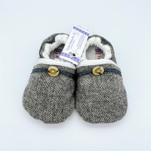 Load image into Gallery viewer, Harris Tweed Baby Shoes - grey herringbone