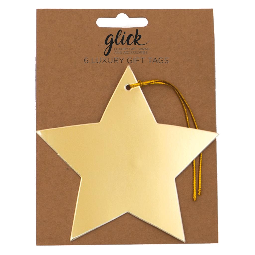 Gift Tags pack of 6 foil star gold