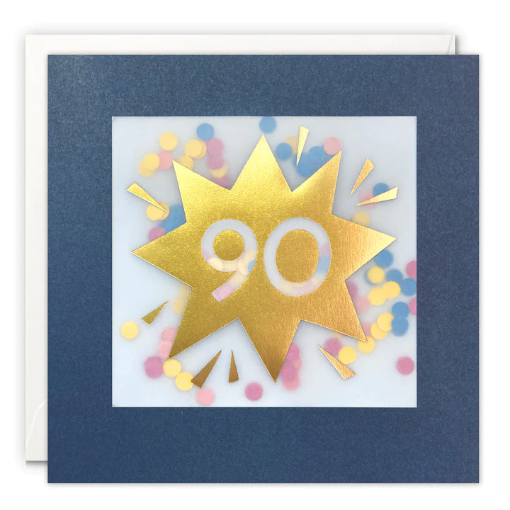 Age 90 Gold Paper Shakies Card