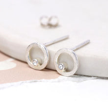 Load image into Gallery viewer, Sterling silver and Swarovski crystal in hoop studs