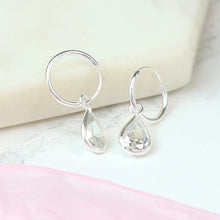 Load image into Gallery viewer, Sterling silver hoop earrings with CZ teardrop crystals