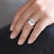 Load image into Gallery viewer, Sterling silver wide band ring with a hammered finish