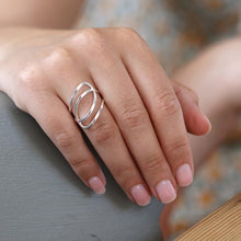 Load image into Gallery viewer, Sterling silver ring with double ellipse design
