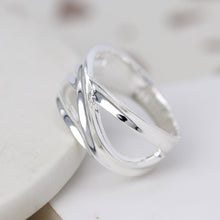 Load image into Gallery viewer, Sterling silver ring with multi strand crossover design