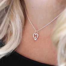 Load image into Gallery viewer, Sterling silver and rose gold nested hearts necklace