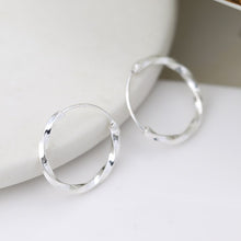 Load image into Gallery viewer, Silver smooth twisted hoop earrings