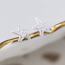 Load image into Gallery viewer, Silver Dotted Starfish Stud Earrings