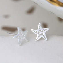 Load image into Gallery viewer, Silver Dotted Starfish Stud Earrings