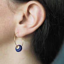Load image into Gallery viewer, Abacus deep blue and gold hoops