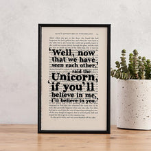 Load image into Gallery viewer, Unicorn I'll Believe In You - book page print