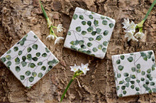 Load image into Gallery viewer, Baby Green Leaves natural marble stone coaster