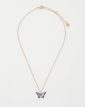 Load image into Gallery viewer, Enamel Blue Butterfly short gold necklace