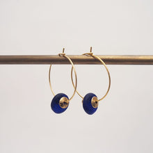 Load image into Gallery viewer, Abacus deep blue and gold hoops