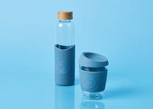 Load image into Gallery viewer, Reusable Glass Cup 12oz Supersonic Blue