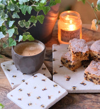 Load image into Gallery viewer, Busy Bees natural marble stone coaster