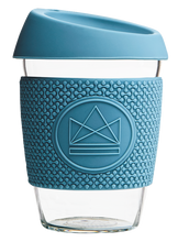 Load image into Gallery viewer, Reusable Glass Cup 12oz Supersonic Blue