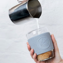 Load image into Gallery viewer, Reusable Glass Cup 12oz Forever Young Grey