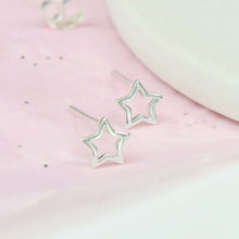 Load image into Gallery viewer, Open Silver Star Stud Earrings