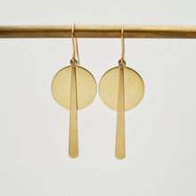 Load image into Gallery viewer, Teardrop and brass disc earrings