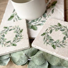 Load image into Gallery viewer, Eucalyptus Wreath natural marble stone coaster