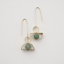 Load image into Gallery viewer, Long Arch Earrings with Aventurine beads