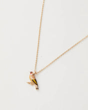 Load image into Gallery viewer, Enamel Goldfinch short gold necklace
