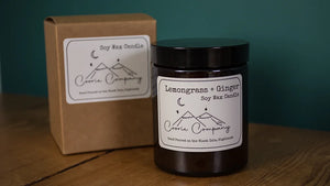 Lemongrass & Ginger amber jar soy wax candle by The Coorie Company