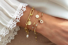 Load image into Gallery viewer, Dalim honey gemstone and sunburst charm bracelet
