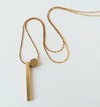 Load image into Gallery viewer, Long Brass Bar and Disc necklace