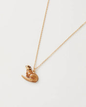 Load image into Gallery viewer, Enamel Otter short gold necklace