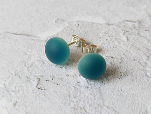 Sea Blue glass stud earrings