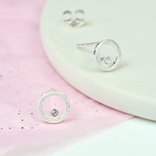 Load image into Gallery viewer, Sterling silver and Swarovski crystal in hoop studs