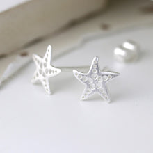 Load image into Gallery viewer, Silver Dotted Starfish Stud Earrings