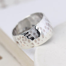 Load image into Gallery viewer, Sterling silver wide band ring with a hammered finish
