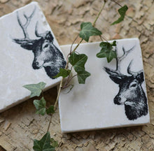 Load image into Gallery viewer, Stag natural marble stone coaster