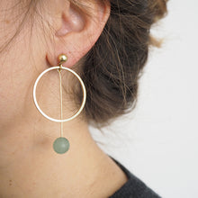 Load image into Gallery viewer, Large Ring and Aventurine Pendulum Earrings