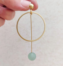 Load image into Gallery viewer, Large Ring and Aventurine Pendulum Earrings