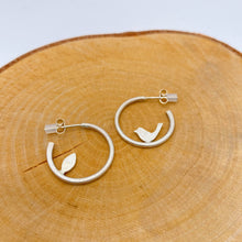 Load image into Gallery viewer, Tiny Bird Hoop Earrings
