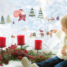 Load image into Gallery viewer, Watercolour Santa Scene Window Stickers
